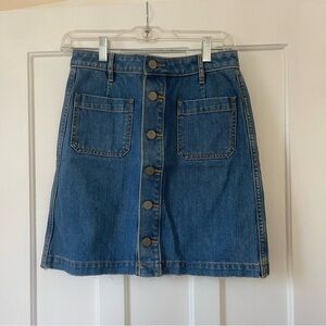 LOFT Blue Denim Skirt with Button Front